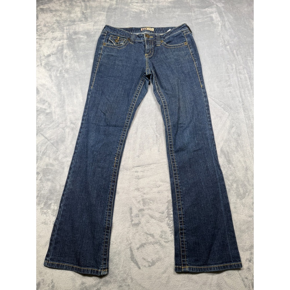 Vintage L.e.i Ashley Ultra Low Rise Bootcut Jeans Womens 7 Blue Denim Dark Wash